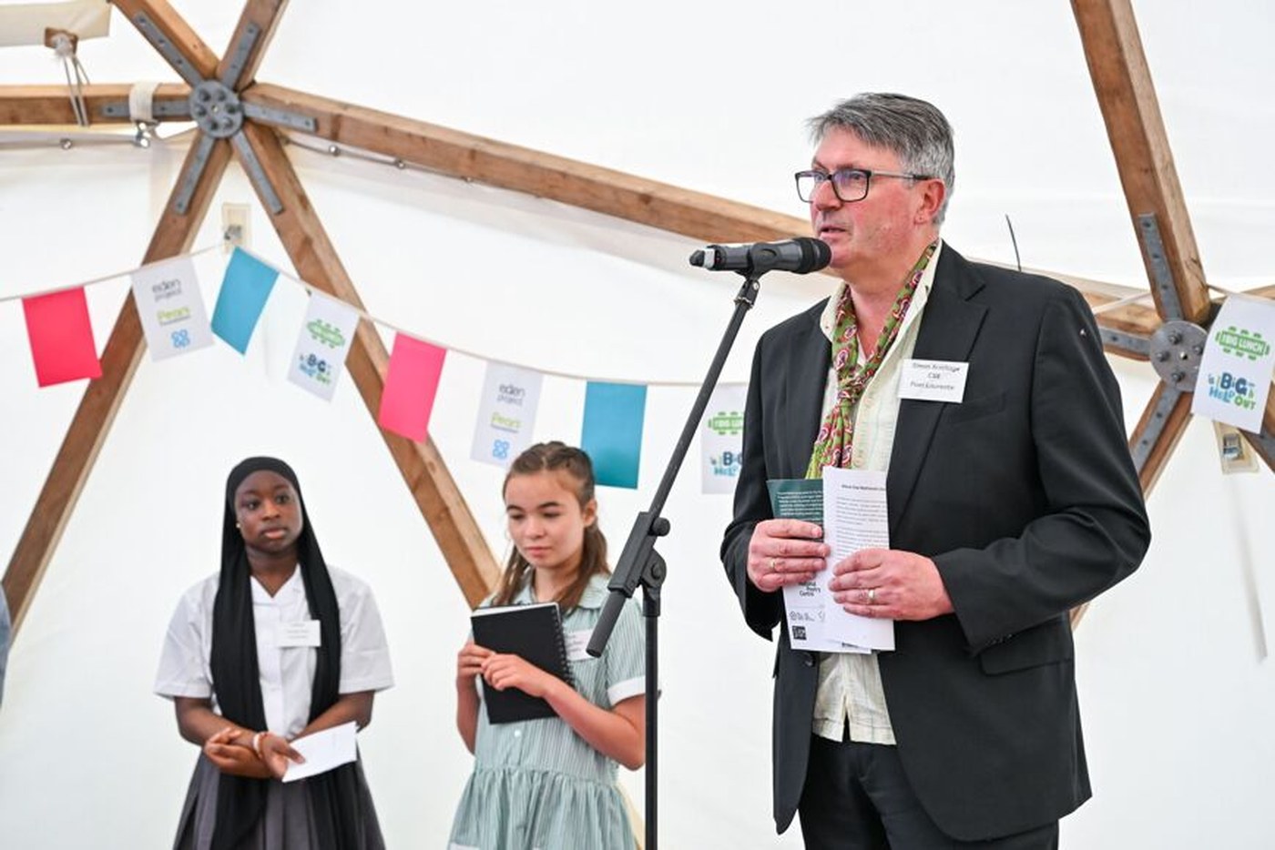 Simon Armitage speaking at the UK Young Poet Laureate celebration
